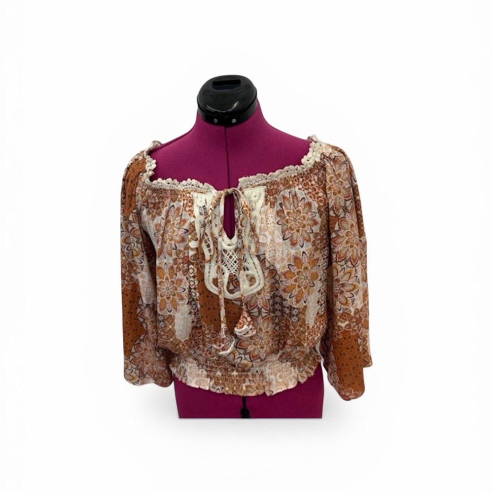 Wild Moss Off The Shoulder Peasant Top, Medium, NWT